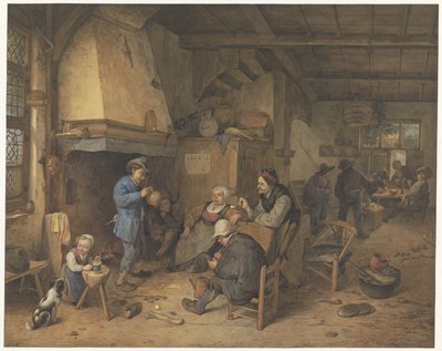 Boerengezelschap binnenshuis door Hendrik Abraham Klinkhamer