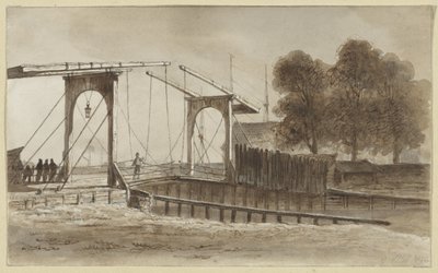 Ophaalbrug bij het Bikkerseiland te Amsterdam door Hendrik Abraham Klinkhamer