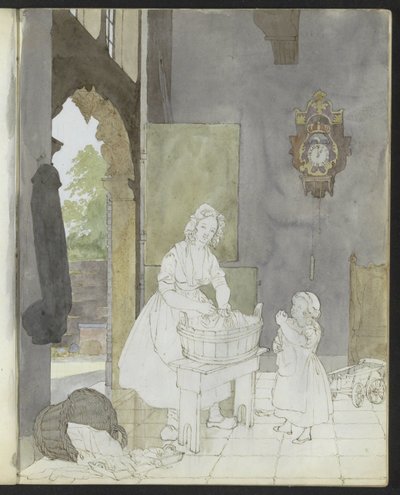 Wasvrouw door Hendrik Abraham Klinkhamer