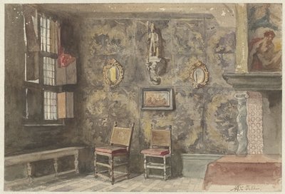 Interieur van het oude Brouwershuis te Antwerpen door Hendrik Adriaan Christiaan Dekker