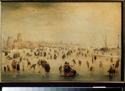 Schaatsers op het ijs door Hendrik Avercamp