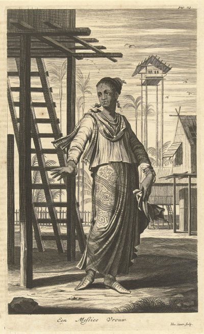 Portret van een vrouw van gemengde etnische afkomst door Hendrik Causé