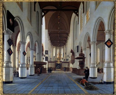 Kerkinterieur (Oudekerk in Delft?) door Hendrik Cornelisz. van Vliet