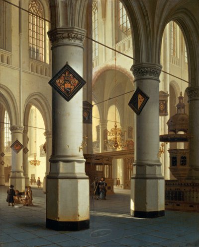 Zicht op de Oude Kerk in Delft door Hendrik Cornelisz. van Vliet