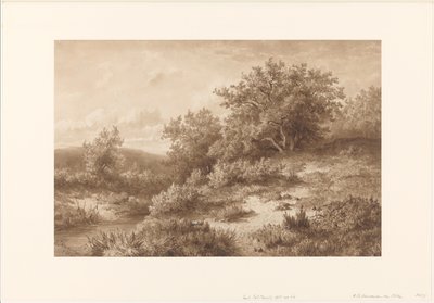 Landschap met beek en struiken door Hendrik Dirk Kruseman van Elten