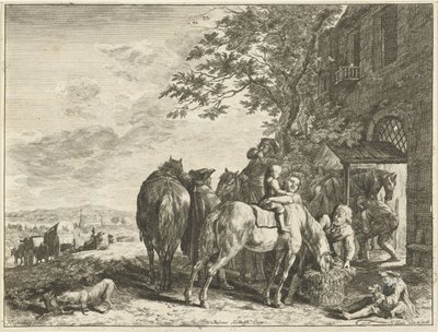 Reizigers voor de smidse door Hendrik Elandt