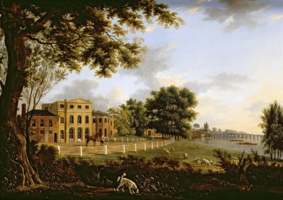 Uitzicht op Chelsea Farm met de Theems en Battersea Bridge door Hendrik Frans de Cort