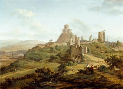 Uitzicht op Launceston Castle vanuit het zuiden door Hendrik Frans de Cort