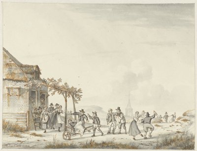 Dorpsfeest bij een herberg aan de duinen door Hendrik Gerrit ten Cate