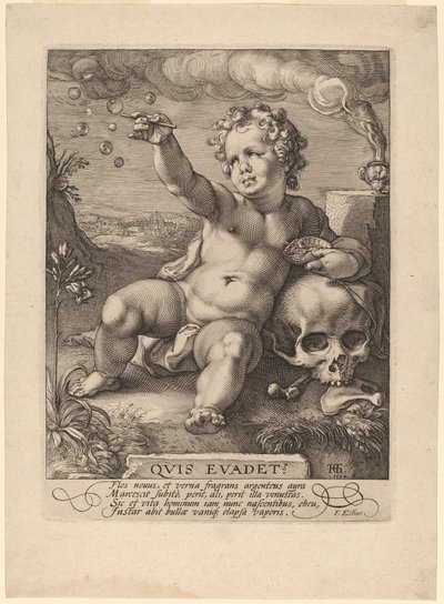Allegorie van de vergankelijkheid ("Homo Bulla") door Hendrik Goltzius