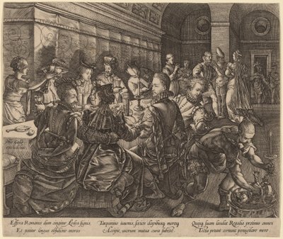 Banket in het Huis van Tarquinius Collatinus door Hendrik Goltzius