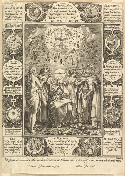 Benedicta tu in Mulieribus, uit Christelijke en Profane Allegorieën door Hendrik Goltzius