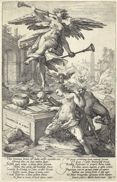 Roem en Geschiedenis, uit Romeinse Helden, 1586 door Hendrik Goltzius