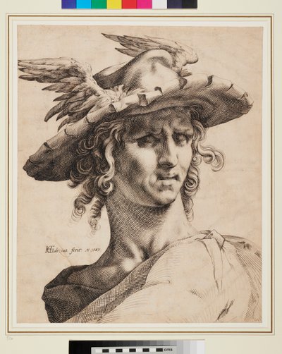 Hoofd van Mercurius door Hendrik Goltzius
