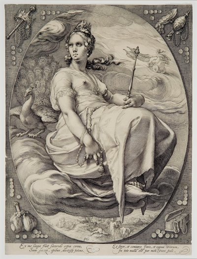 Juno (van de Vier Godheden) door Hendrik Goltzius