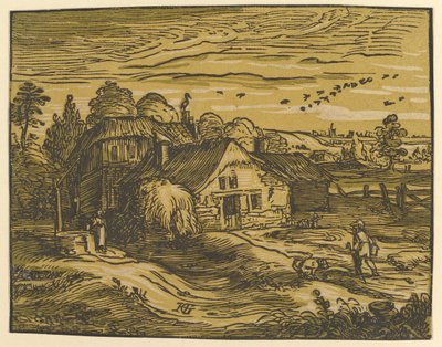 Landschap met huisje door Hendrik Goltzius