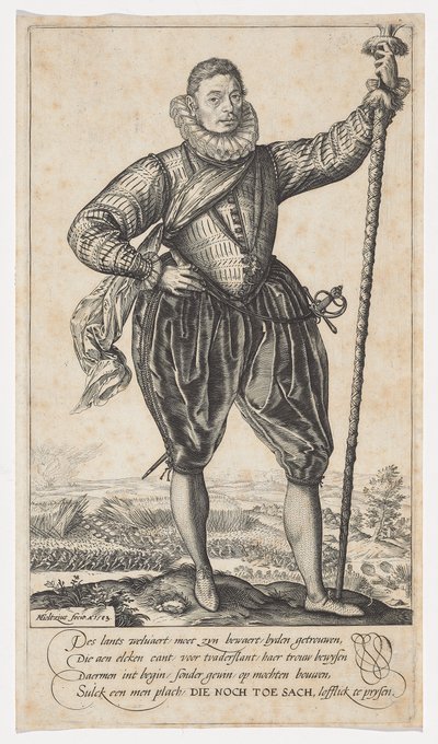 Piekdrager, naar rechts gericht, 1583 door Hendrik Goltzius