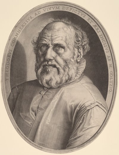 Portret van Dirck Volckertsz. Coornhert door Hendrik Goltzius