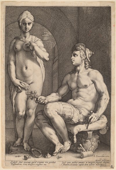 Pygmalion en Galatea door Hendrik Goltzius