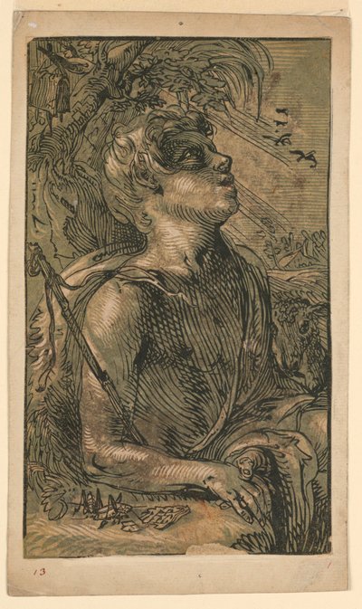 Sint Jan de Evangelist in de Wildernis door Hendrik Goltzius