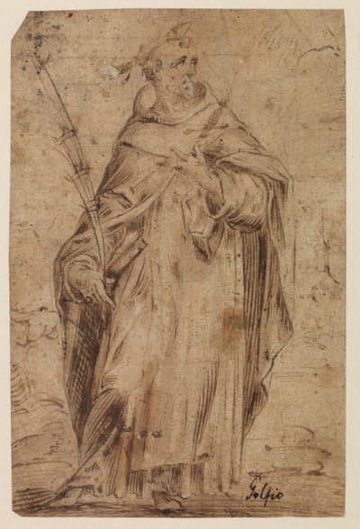 Sint Petrus Martelaar, recto, mogelijk 16e eeuw door Hendrik Goltzius