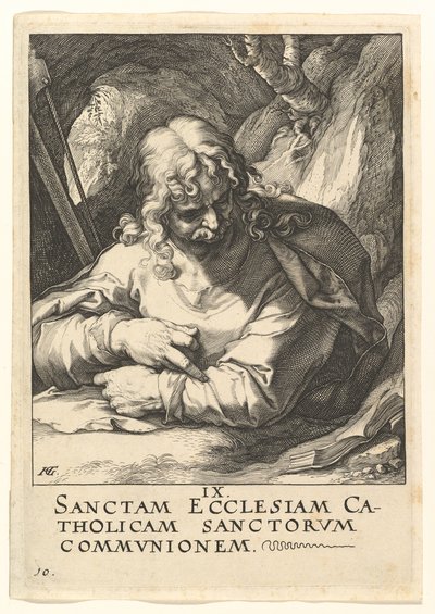 Sint Jacobus de Mindere, uit Christus, de Apostelen en Sint Paulus met de Geloofsbelijdenis door Hendrik Goltzius