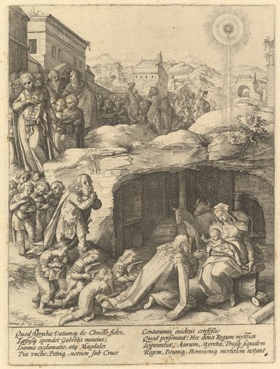 De Aanbidding der Wijzen, ca. 1585 door Hendrik Goltzius