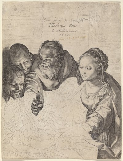 De Aanbidding van de Herders door Hendrik Goltzius