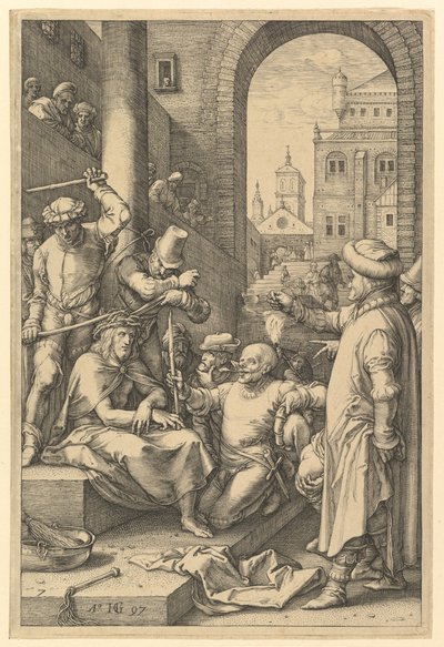 De Kroning met Doornen, uit De Passie van Christus, 1597 door Hendrik Goltzius