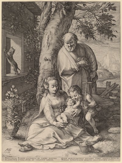 De Heilige Familie met de jonge Johannes de Doper door Hendrik Goltzius