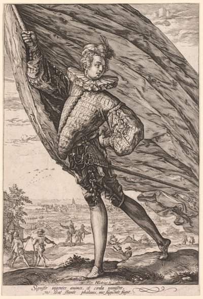 De Vaandeldrager, naar links gedraaid door Hendrik Goltzius