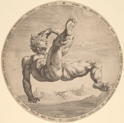 Icarus door Hendrik Goltzius, after Cornelis Cornelisz van Haarlem