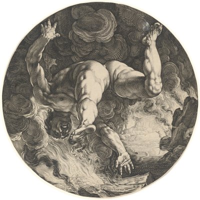 Ixion door Hendrik Goltzius after Cornelis Cornelisz van Haarlem