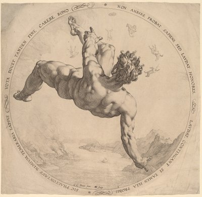 Phaeton door Hendrik Goltzius, after Cornelis Cornelisz van Haarlem