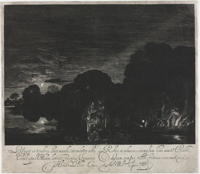 De vlucht naar Egypte (nacht) door Hendrik Goudt