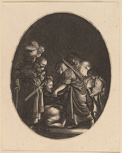 Onthoofding van Johannes de Doper door Hendrik Goudt after Adam Elsheimer