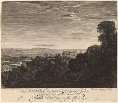 Landschap bij Dageraad: Aurora door Hendrik Goudt after Adam Elsheimer