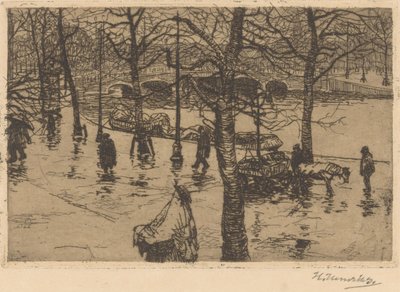 Gracht bij regenachtig weer door Hendrik Henrichs (signed by artist)