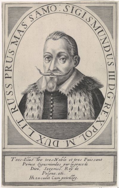 Portret van Sigismund III Vasa, koning van Polen door Hendrik Hondius the Elder