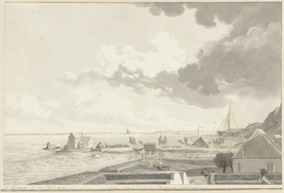 De ondergelopen Ooijpolder met in de verte Persingen, 1809 door Hendrik Hoogers (signed by artist)