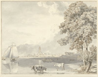 Gezicht over de Rijn op Rhenen door Hendrik Hoogers