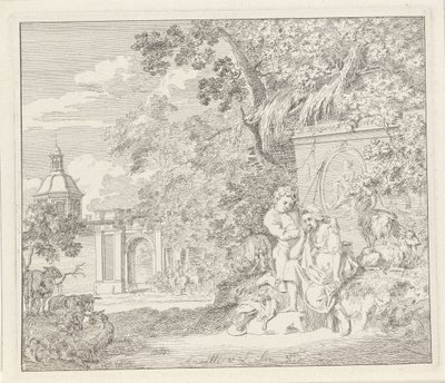 Paar bij een klassiek monument en een stadspoort door Hendrik Hoogers
