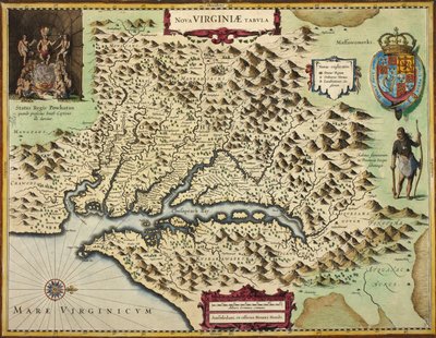Een kaart van Virginia door Hendrik I Hondius
