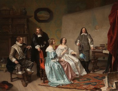 De prinses van Oranje bezoekt de werkplaats van Bartholomeus van der Helst door Hendrik Jacobus Scholten