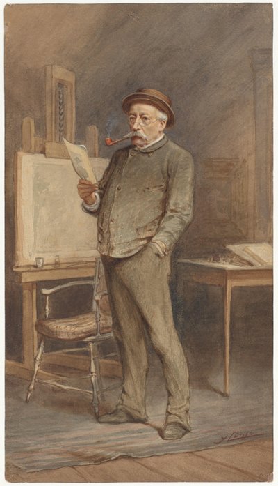 Portret van Charles Rochussen in zijn atelier door Hendrik Jan Carel Linse