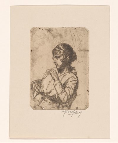 Vrouw in een stoel door Hendrik Jan Wesseling (signed by artist)