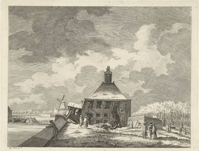 Verzakte Muiderpoort, gezien vanaf de schans, 1769 door Hendrik Keun