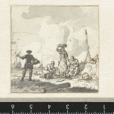 Het sorteren van vis op het strand door Hendrik Kobell