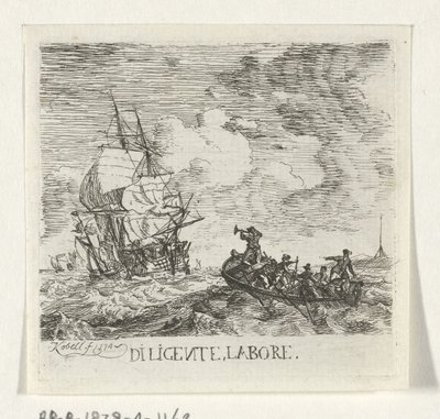 Woest water met verschillende boten door Hendrik Kobell