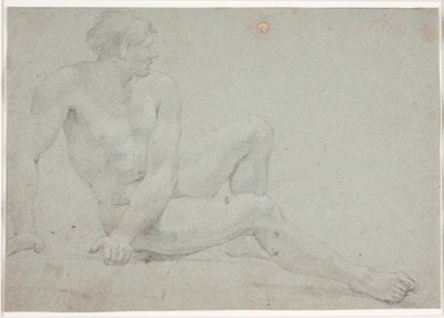 Mannelijke modelstudie, zittend door Hendrik Krock